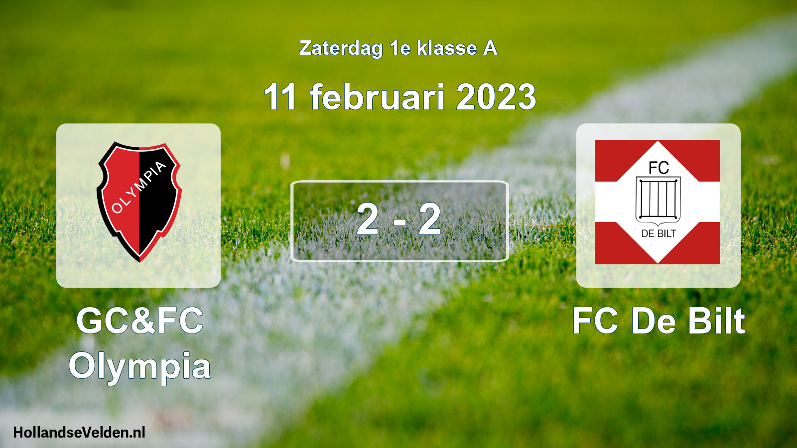 Total number of matches played: GC&FC Olympia - FC De Bilt 2 - 2 (11 February 2023)