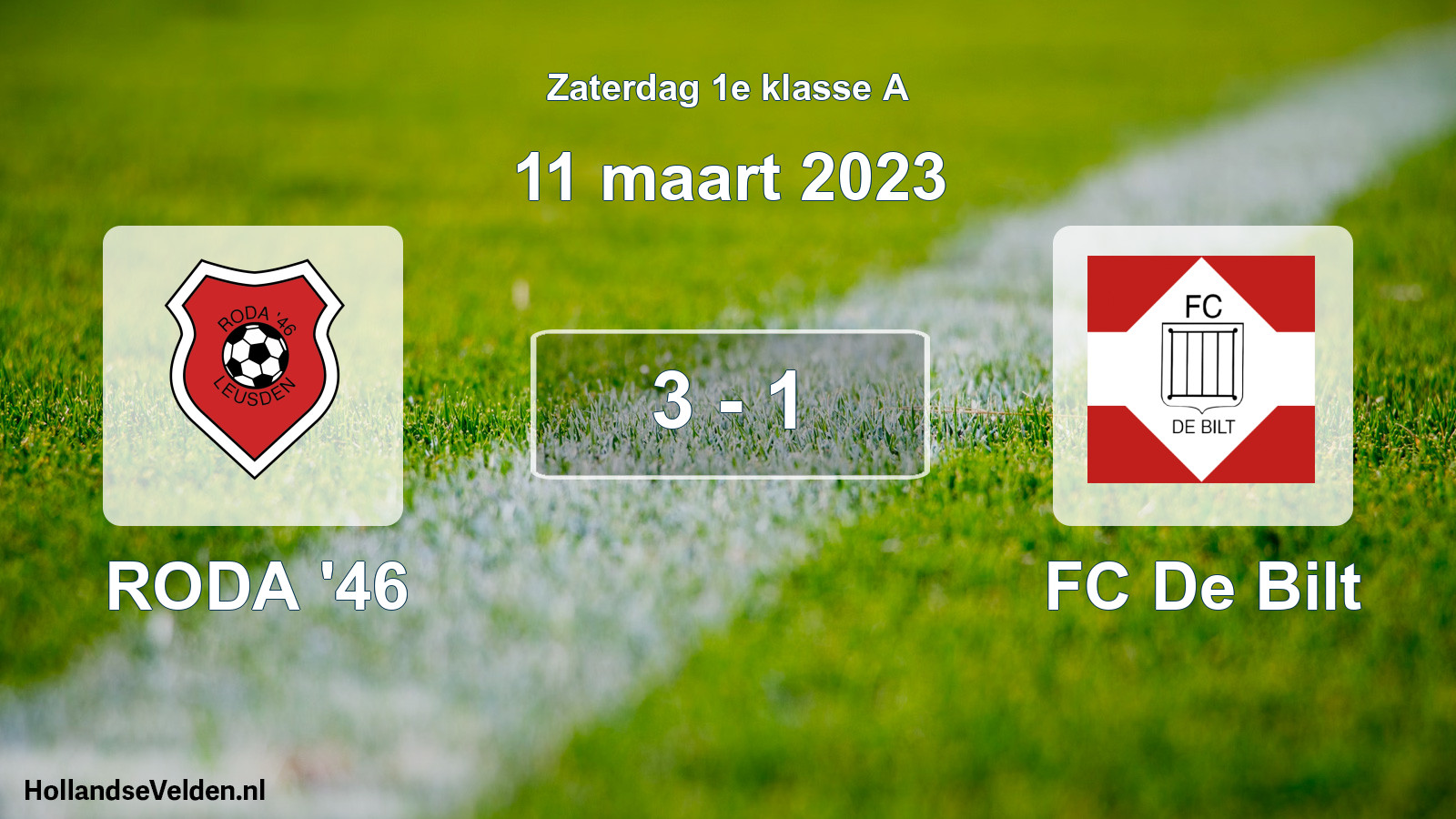 Total number of matches played: RODA '46 - FC De Bilt 3 - 1 (11 March 2023)