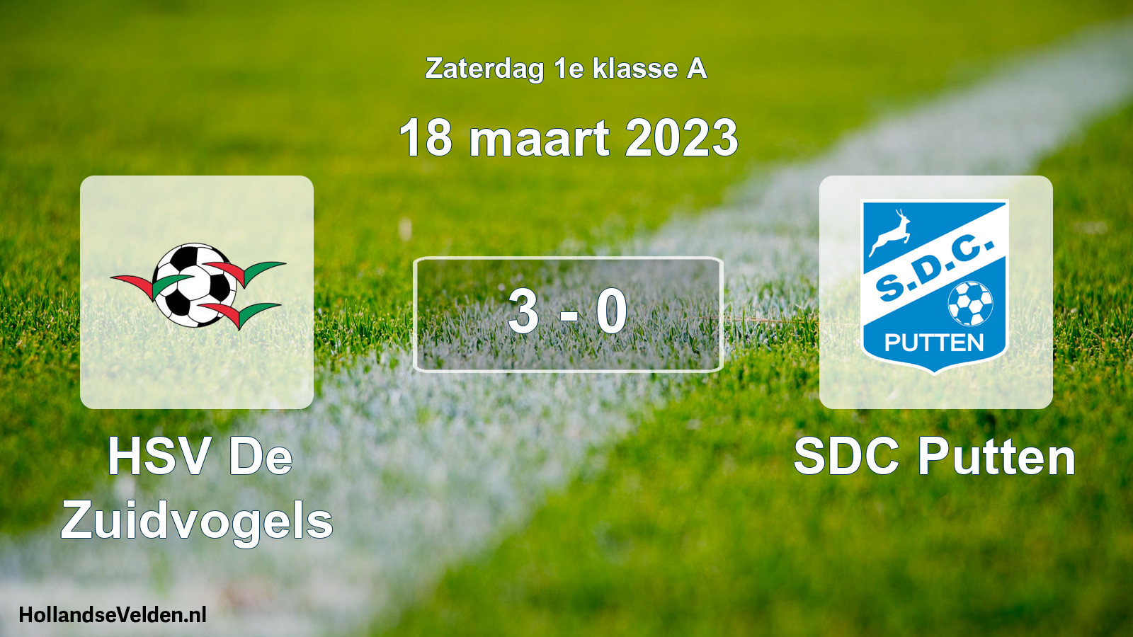 Total number of matches played: HSV De Zuidvogels - SDC Putten 3 - 0 (18 March 2023)