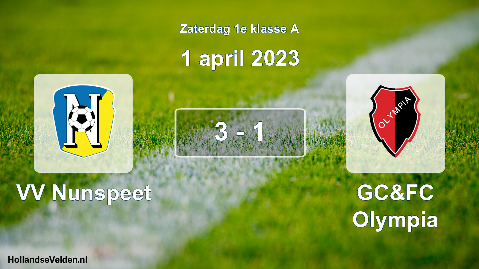 Total number of matches played: VV Nunspeet - GC&FC Olympia 3 - 1 (1 April 2023)