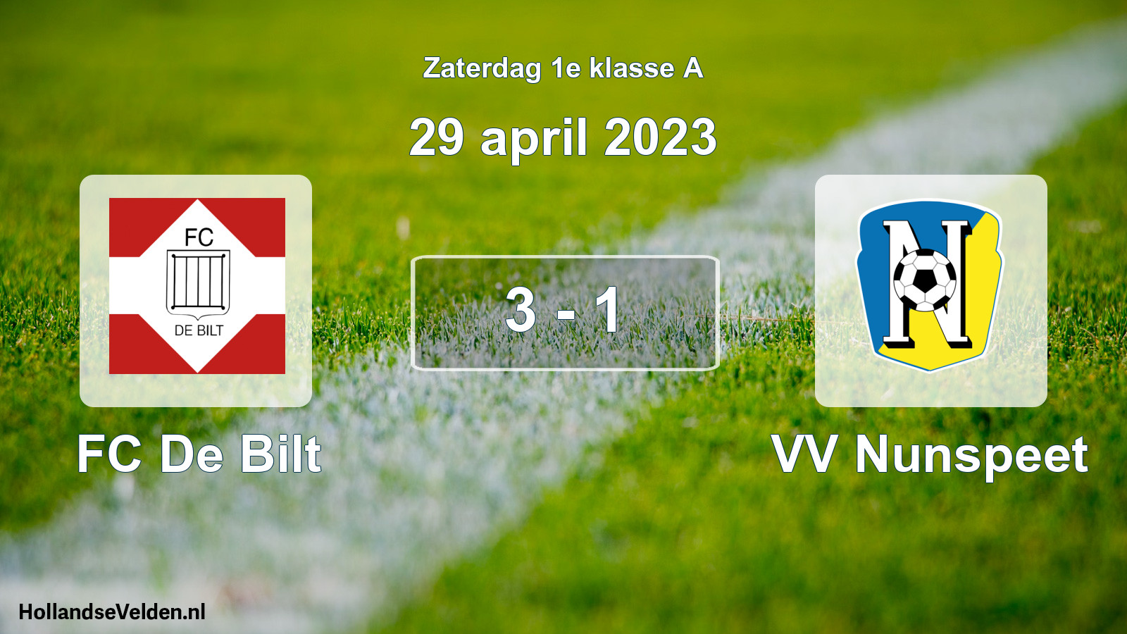 Total number of matches played: FC De Bilt - VV Nunspeet 3 - 1 (29 April 2023)