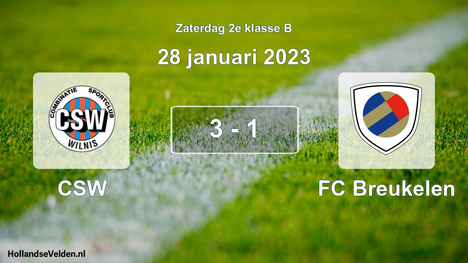 Total number of matches played: CSW - FC Breukelen 3 - 1 (28 January 2023)