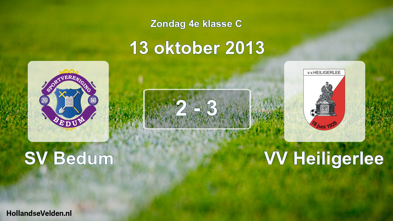 Total number of matches played: SV Bedum - VV Heiligerlee 2 - 3 (13 October 2013)