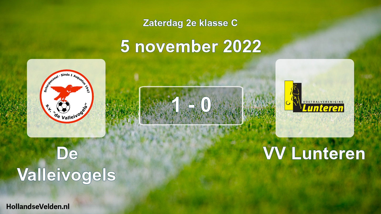 Total number of matches played: De Valleivogels - VV Lunteren 1 - 0 (5 November 2022)