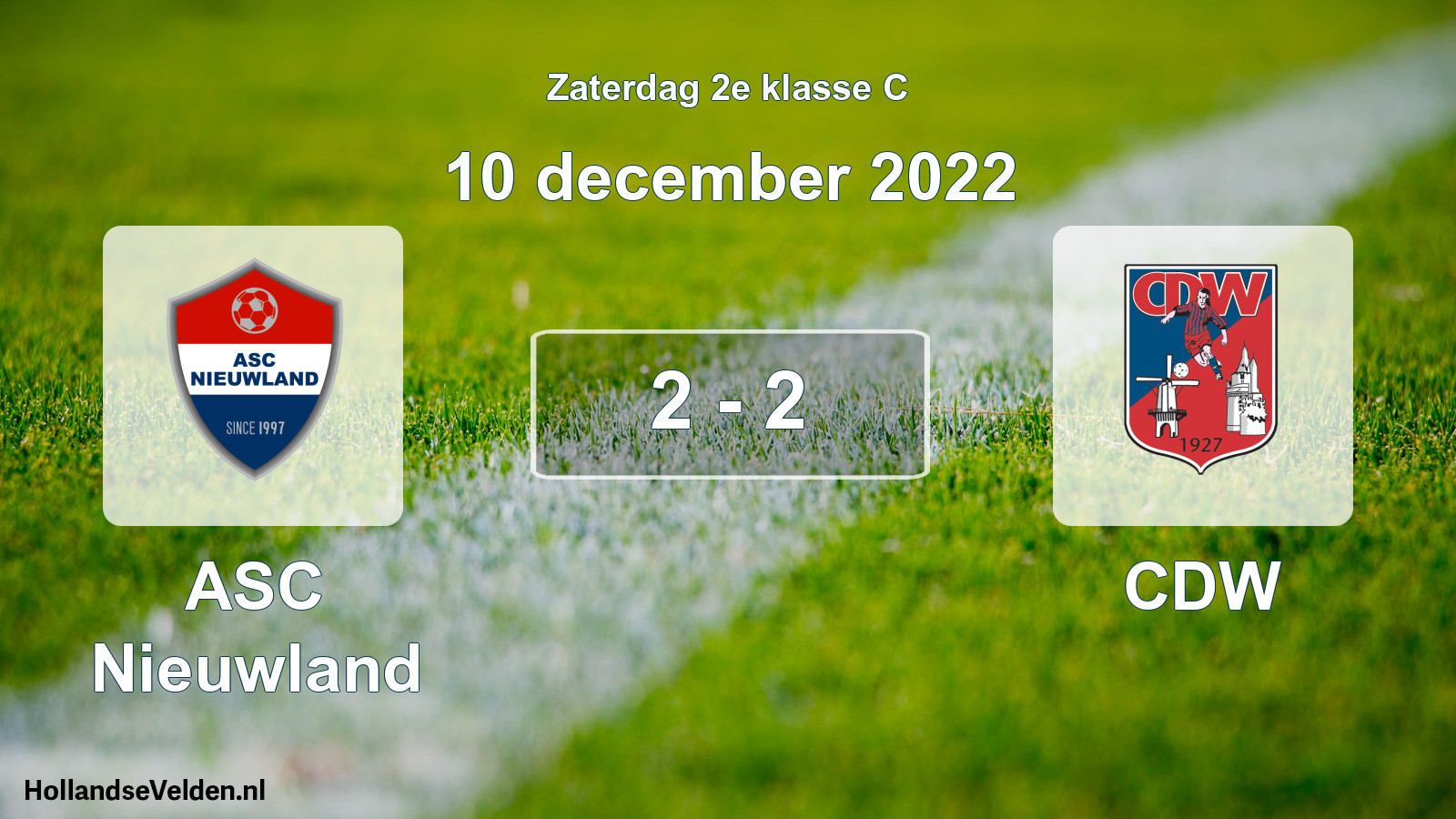Total number of matches played: ASC Nieuwland - CDW 2 - 2 (10 December 2022)
