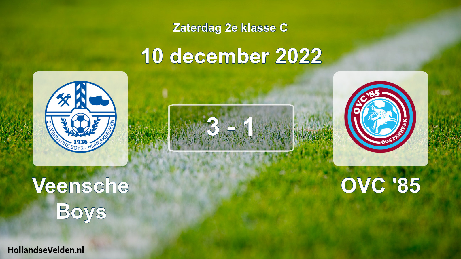 Total number of matches played: Veensche Boys - OVC '85 3 - 1 (10 December 2022)