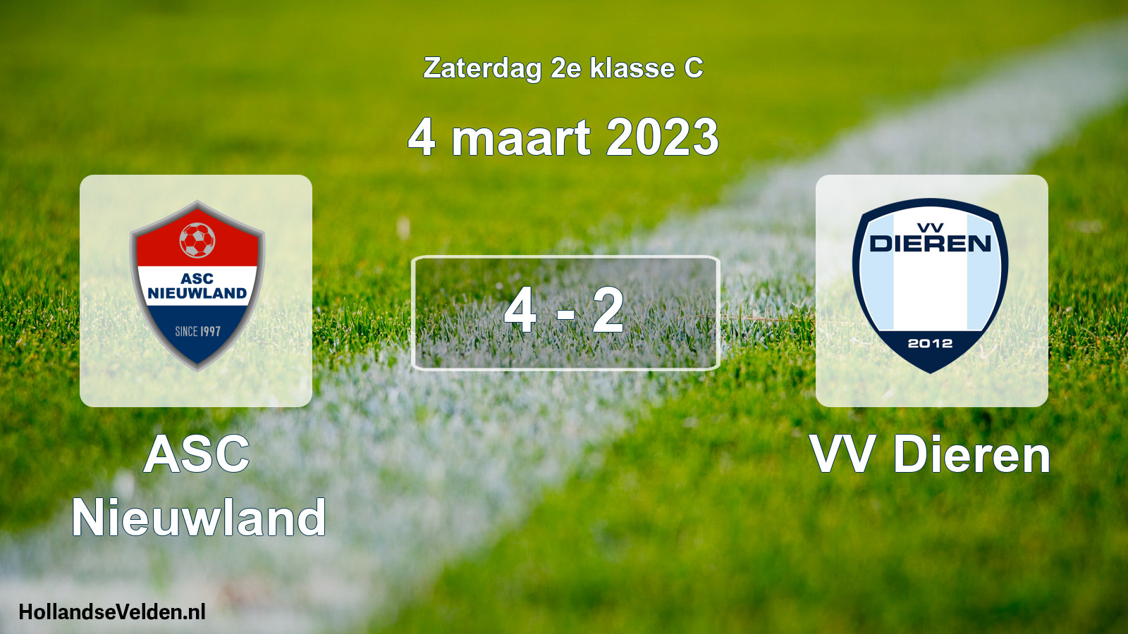 Total number of matches played: ASC Nieuwland - VV Dieren 4 - 2 (4 March 2023)