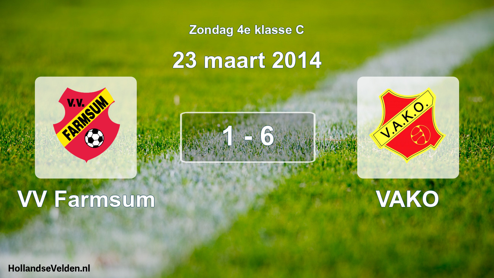 Total number of matches played: VV Farmsum - VAKO 1 - 6 (23 March 2014)