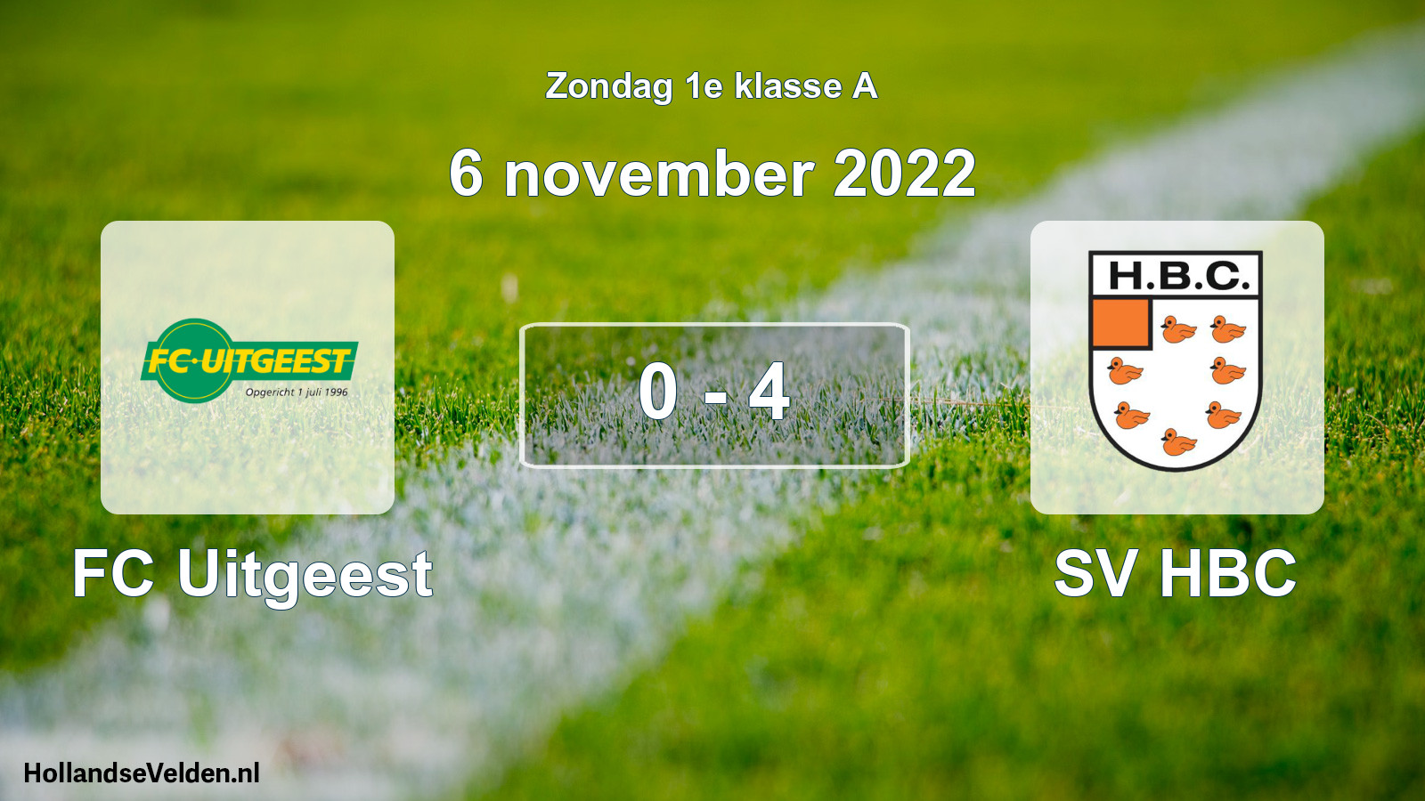 Total number of matches played: FC Uitgeest - SV HBC 0 - 4 (6 November 2022)