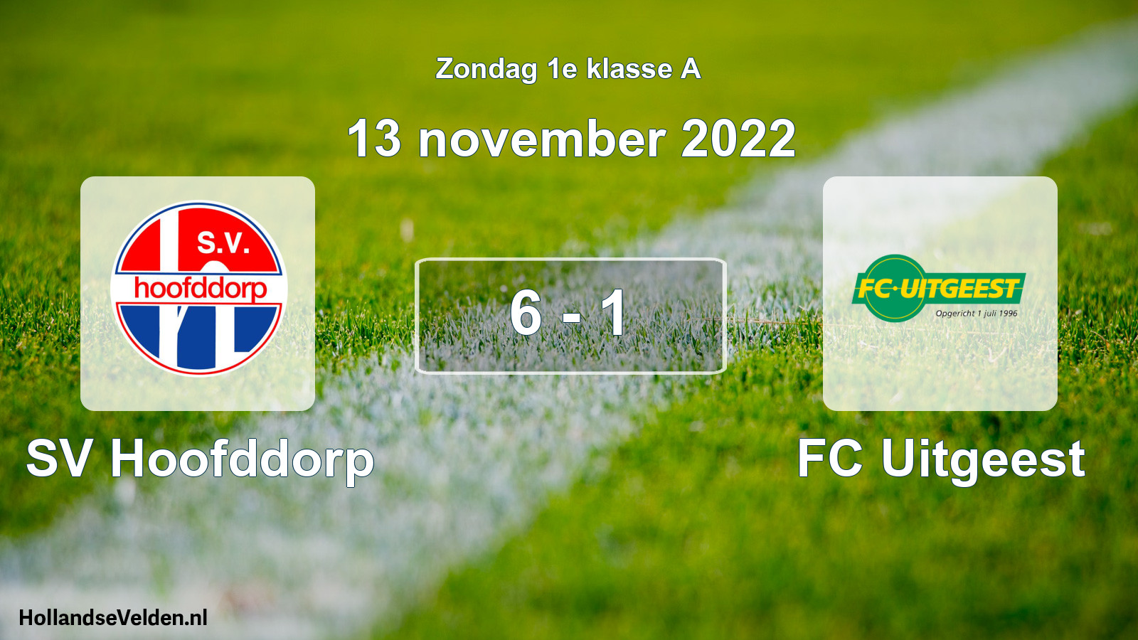 Total number of matches played: SV Hoofddorp - FC Uitgeest 6 - 1 (13 November 2022)