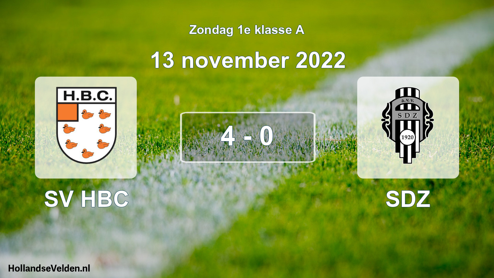 Total number of matches played: SV HBC - SDZ 4 - 0 (13 November 2022)
