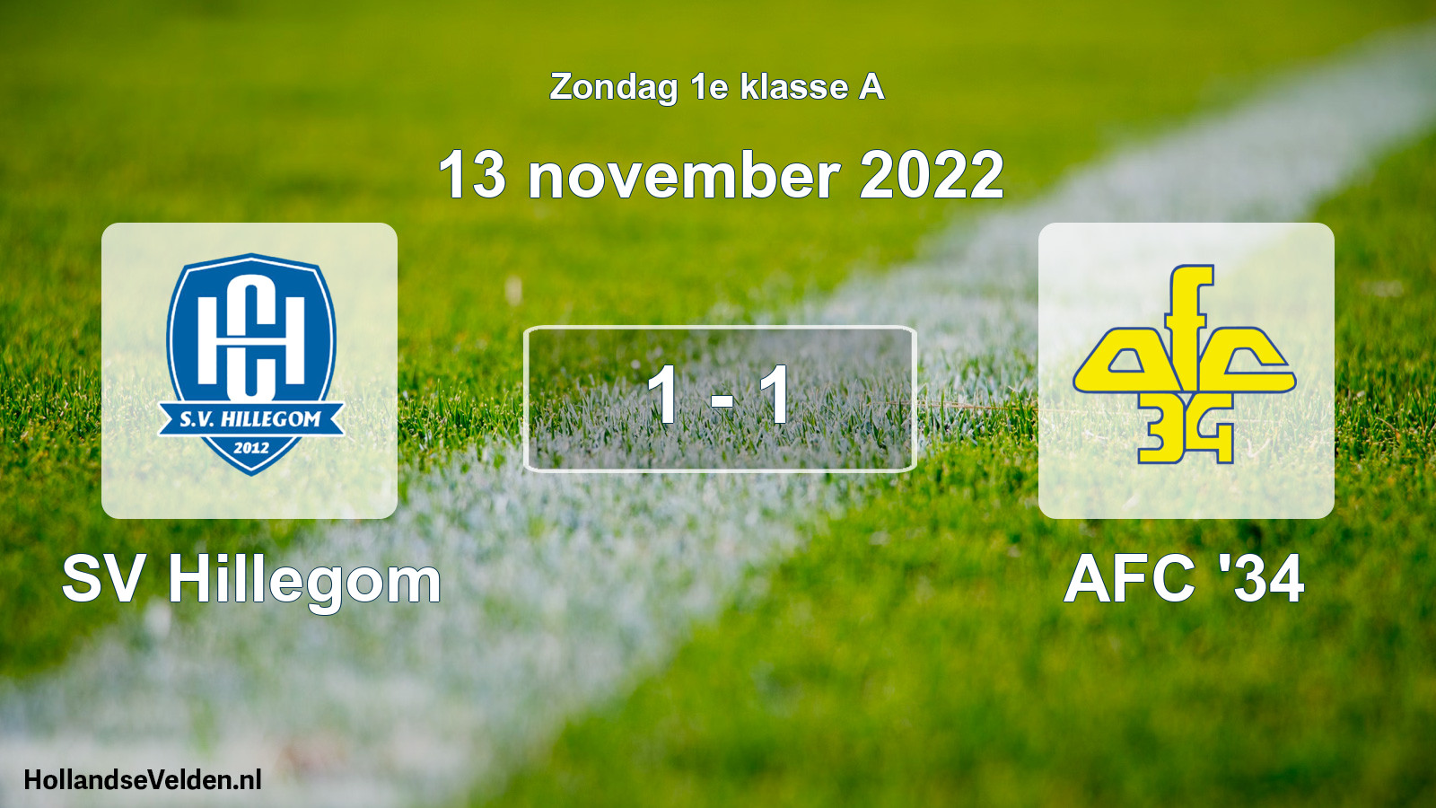 Total number of matches played: SV Hillegom - AFC '34 1 - 1 (13 November 2022)