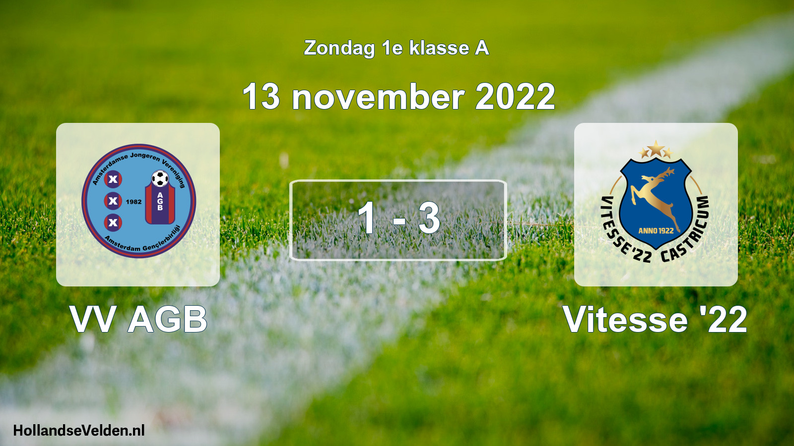 Total number of matches played: VV AGB - Vitesse '22 1 - 3 (13 November 2022)