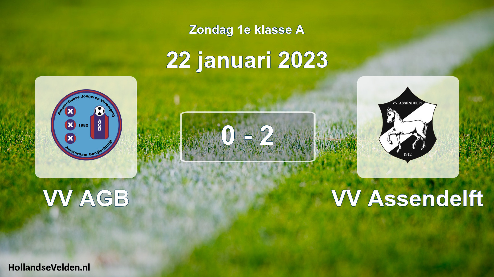 Total number of matches played: VV AGB - VV Assendelft 0 - 2 (22 January 2023)