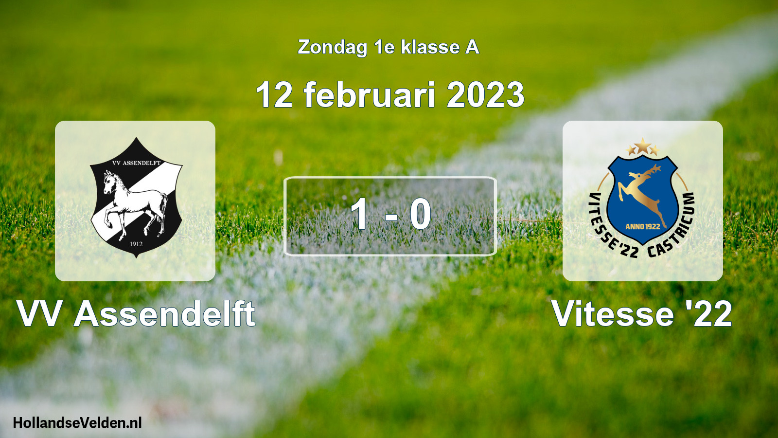 Total number of matches played: VV Assendelft - Vitesse '22 1 - 0 (12 February 2023)