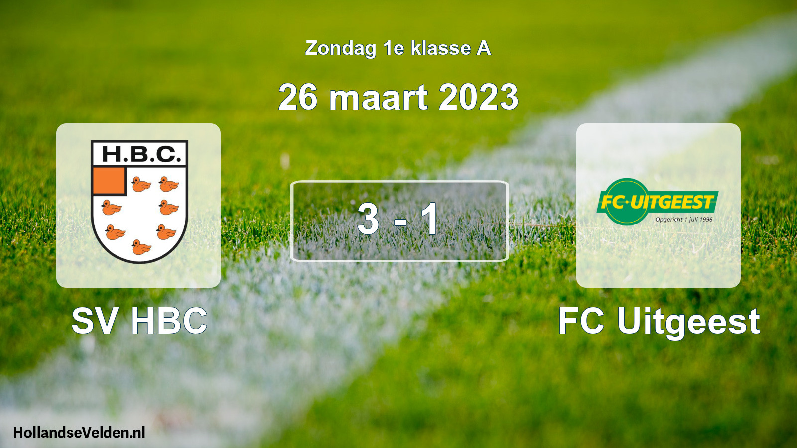 Total number of matches played: SV HBC - FC Uitgeest 3 - 1 (26 March 2023)