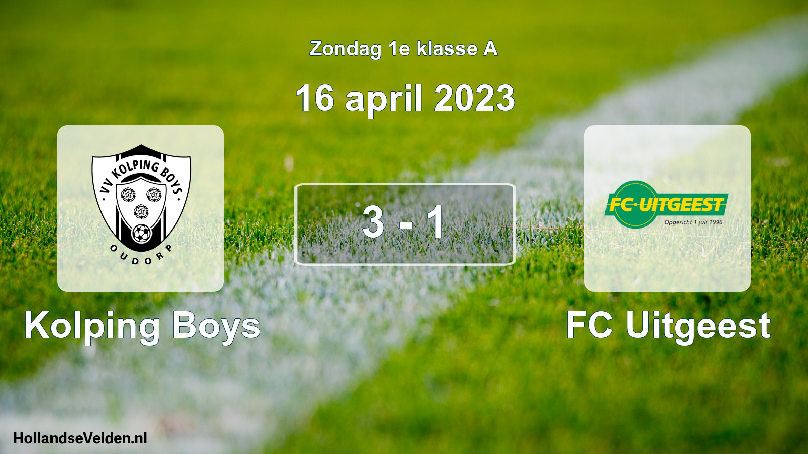 Total number of matches played: Kolping Boys - FC Uitgeest 3 - 1 (16 April 2023)