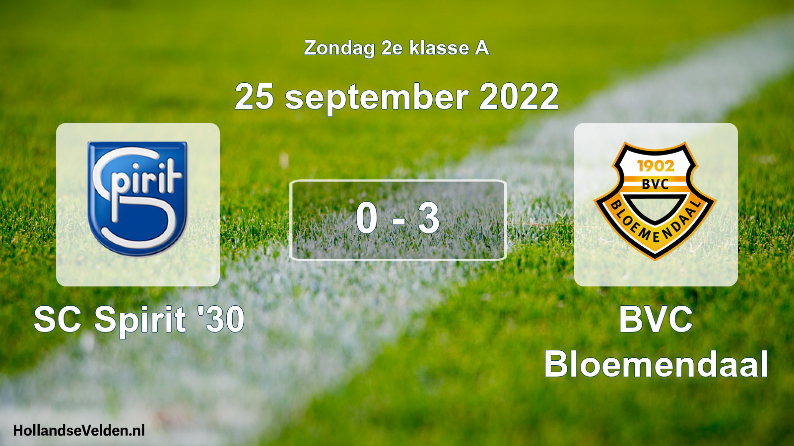 Total number of matches played: SC Spirit '30 - BVC Bloemendaal 0 - 3 (25 September 2022)