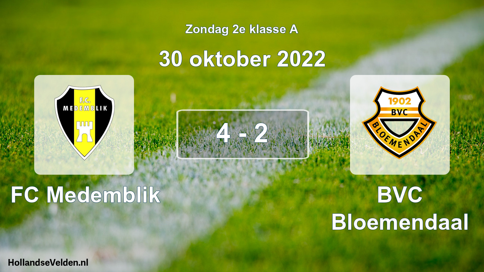 Total number of matches played: FC Medemblik - BVC Bloemendaal 4 - 2 (30 October 2022)