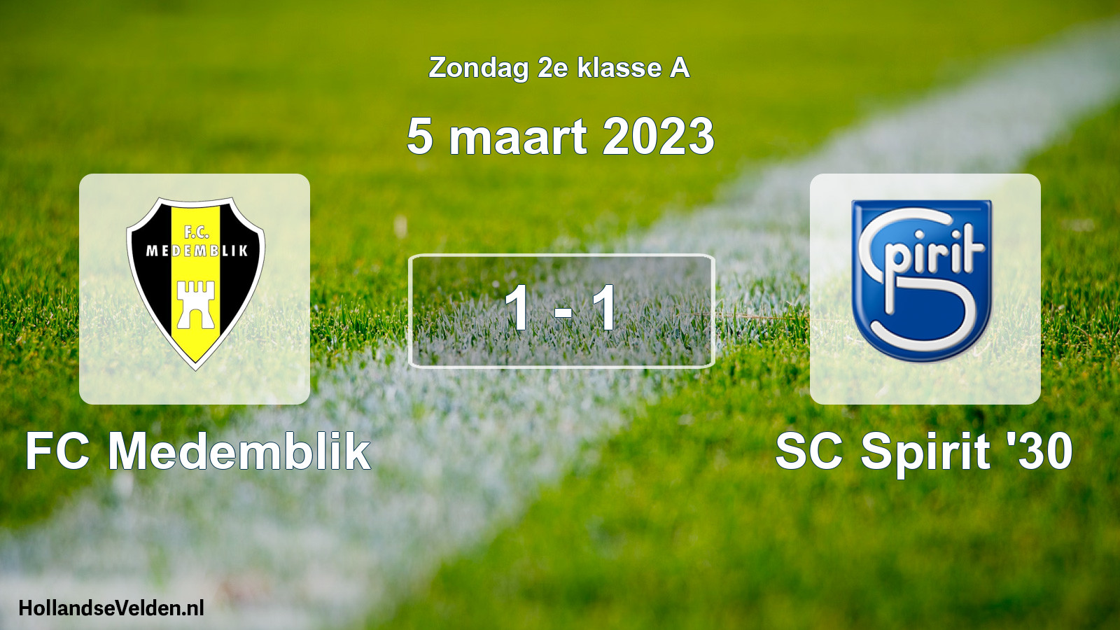 Total number of matches played: FC Medemblik - SC Spirit '30 1 - 1 (5 March 2023)