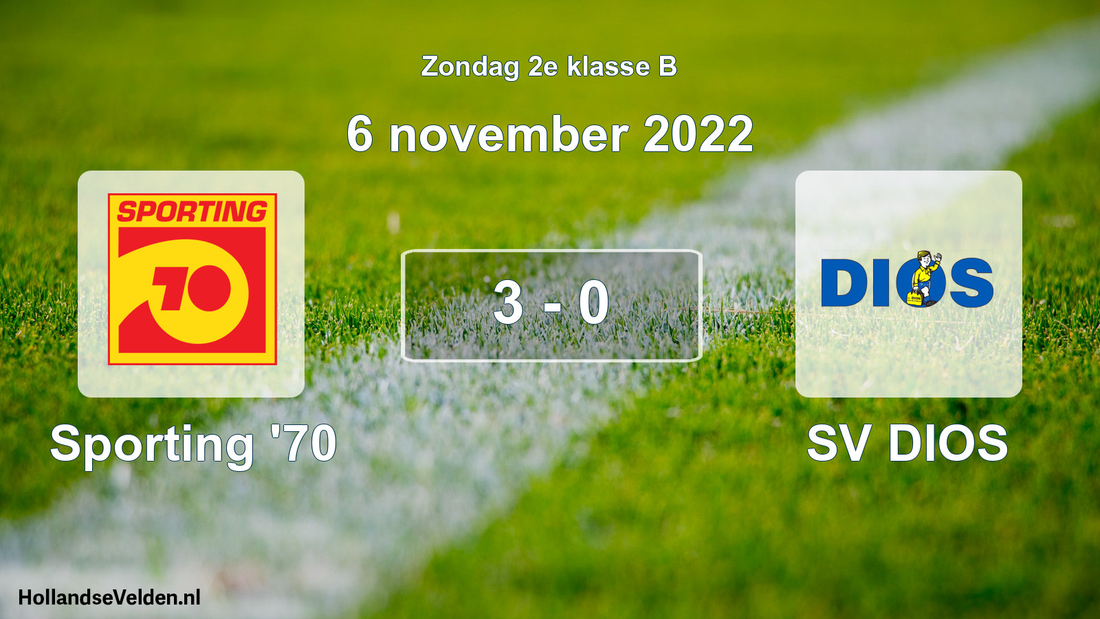 Total number of matches played: Sporting '70 - SV DIOS 3 - 0 (6 November 2022)