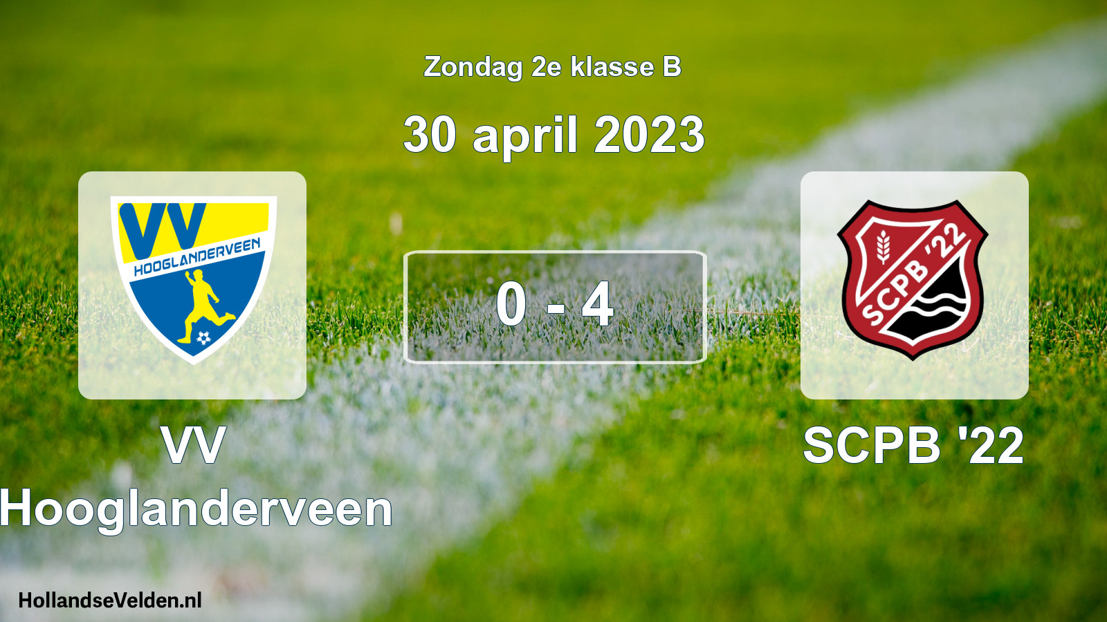 Total number of matches played: VV Hooglanderveen - SCPB '22 0 - 4 (30 April 2023)