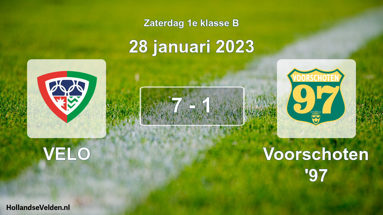 Total number of matches played: VELO - Voorschoten '97 7 - 1 (28 January 2023)