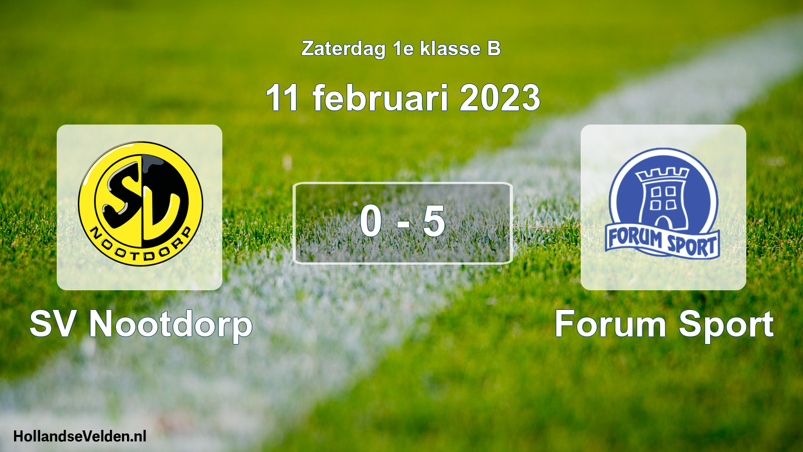 Total number of matches played: SV Nootdorp - Forum Sport 0 - 5 (11 February 2023)