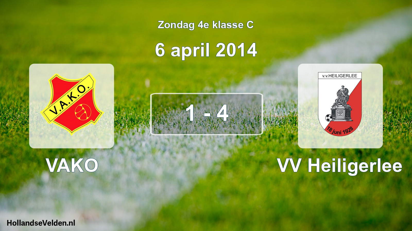 Total number of matches played: VAKO - VV Heiligerlee 1 - 4 (6 April 2014)