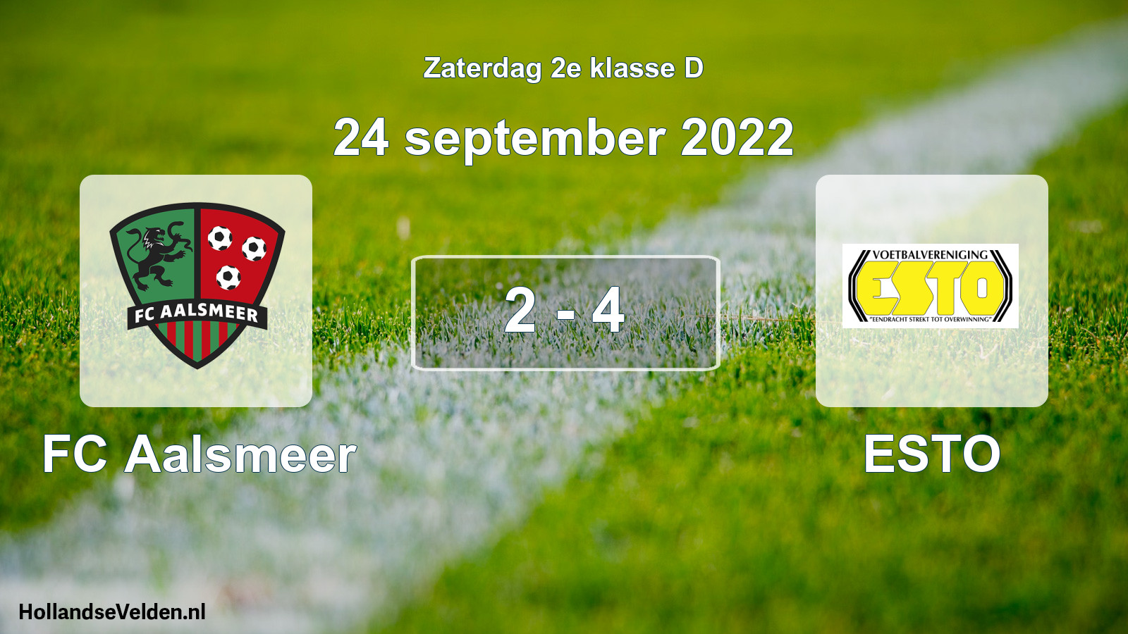 Total number of matches played: FC Aalsmeer - ESTO 2 - 4 (24 September 2022)