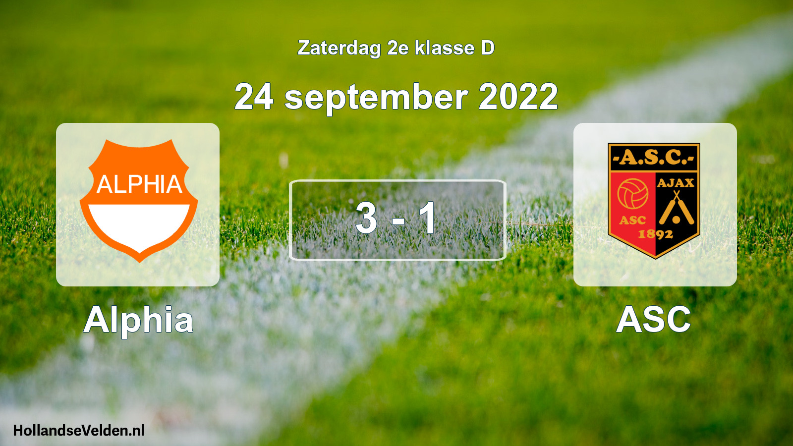 Total number of matches played: Alphia - ASC 3 - 1 (24 September 2022)