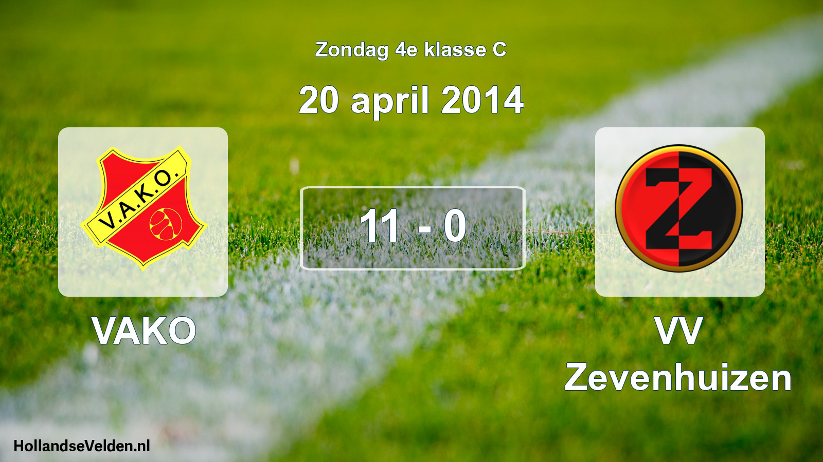 Total number of matches played: VAKO - VV Zevenhuizen 11 - 0 (20 April 2014)