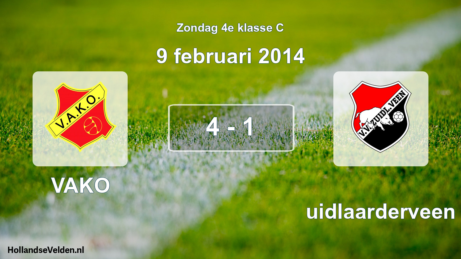 Total number of matches played: VAKO - Zuidlaarderveen 4 - 1 (9 February 2014)