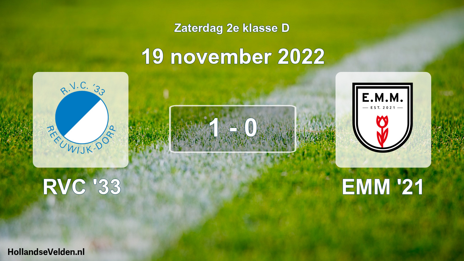 Total number of matches played: RVC '33 - EMM '21 1 - 0 (19 November 2022)