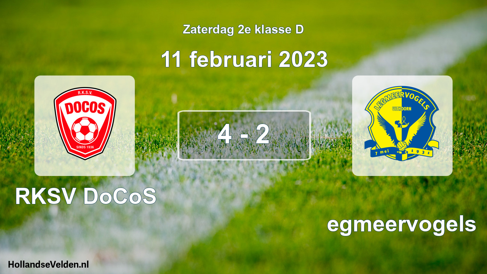 Total number of matches played: RKSV DoCoS - Legmeervogels 4 - 2 (11 February 2023)