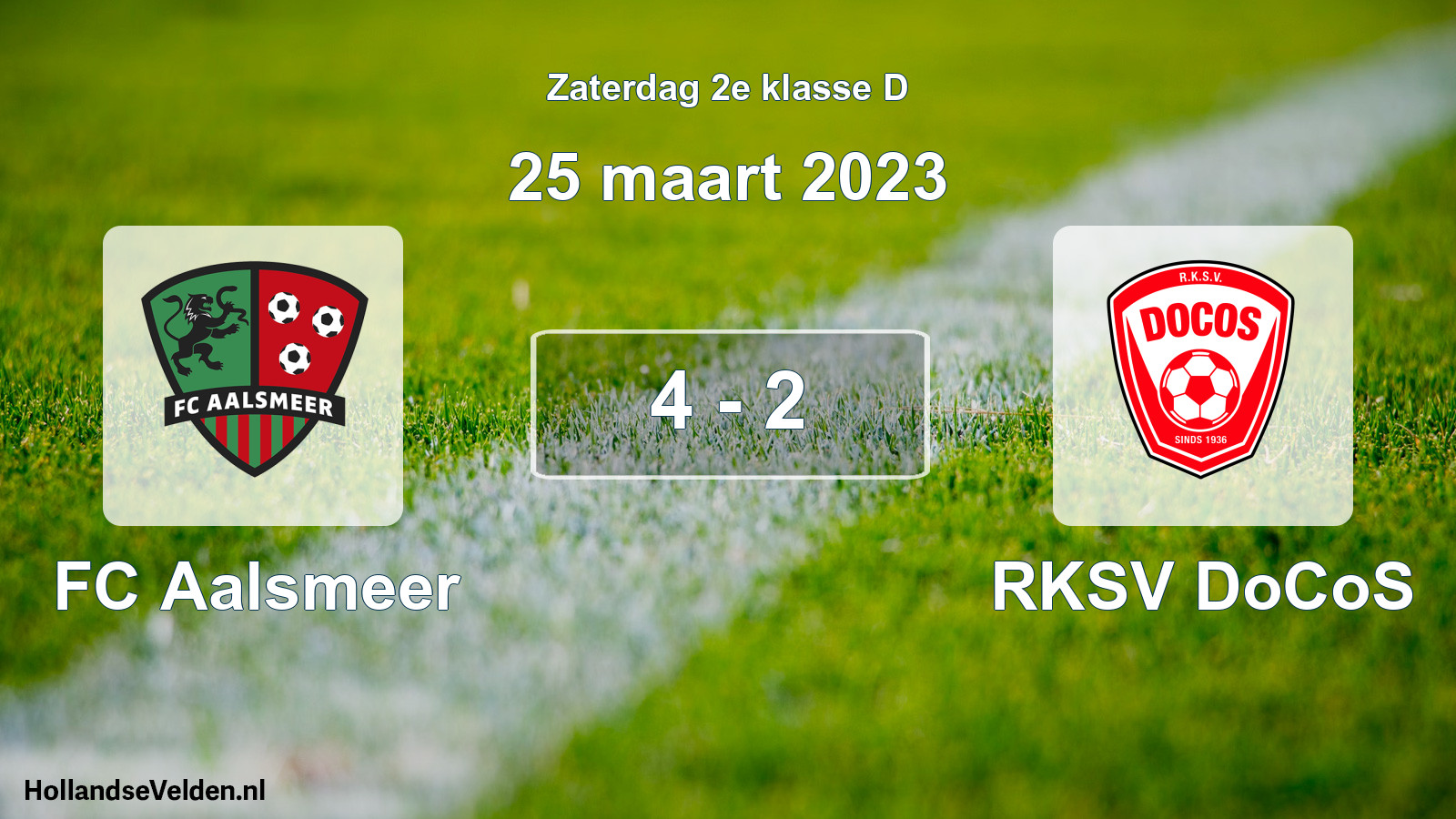 Total number of matches played: FC Aalsmeer - RKSV DoCoS 4 - 2 (25 March 2023)
