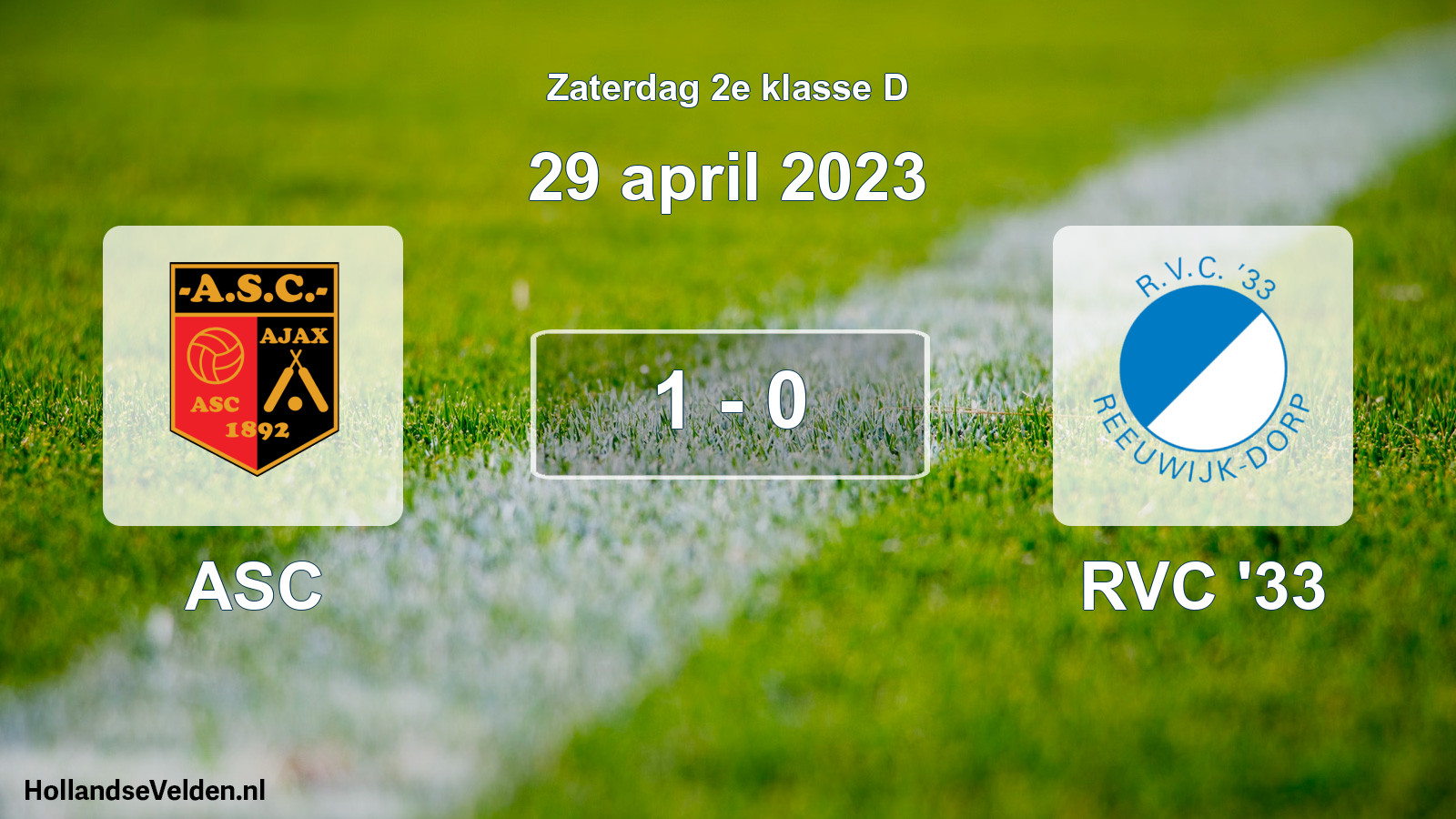 Total number of matches played: ASC - RVC '33 1 - 0 (29 April 2023)