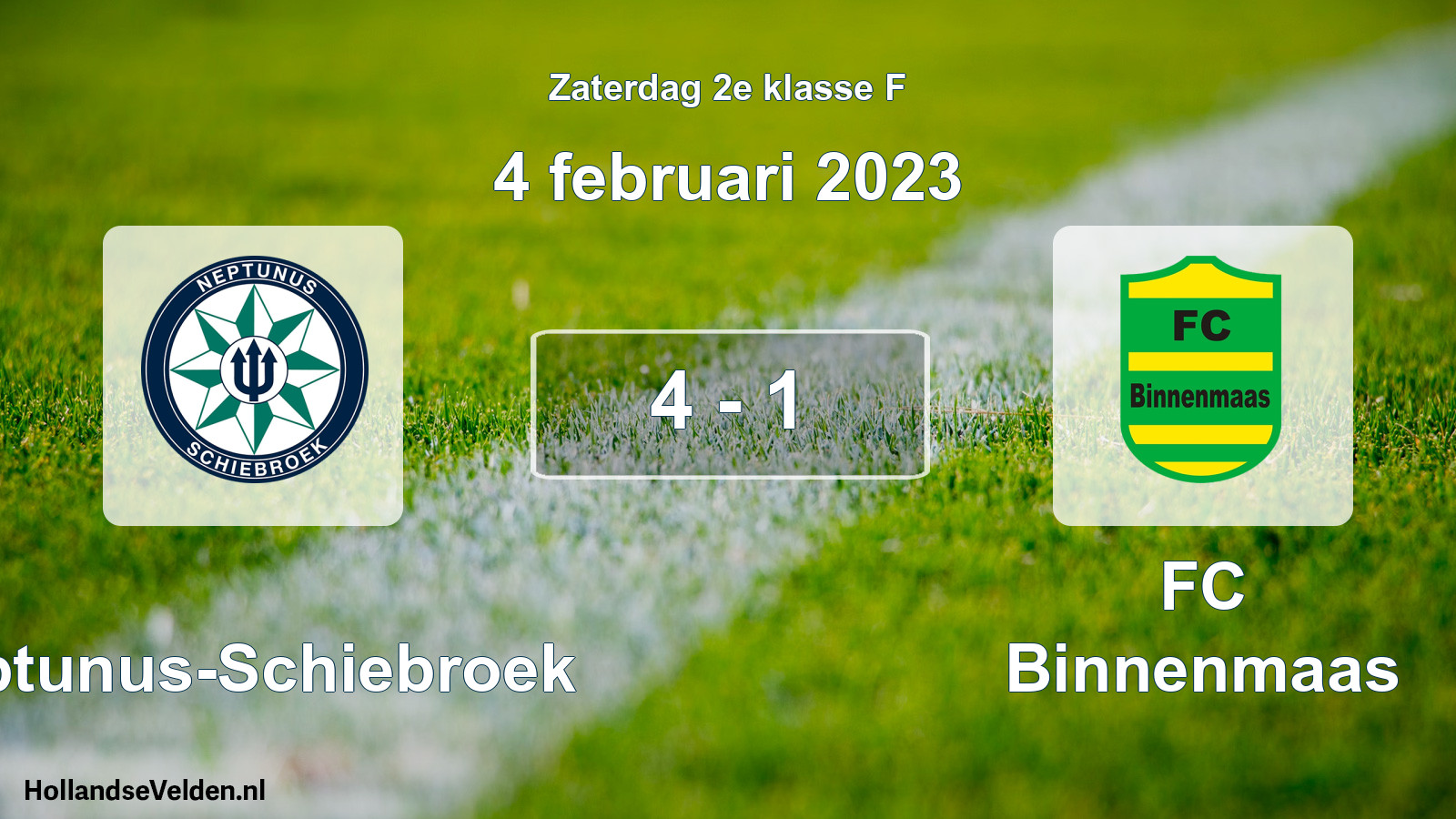 Total number of matches played: Neptunus-Schiebroek - FC Binnenmaas 4 - 1 (4 February 2023)