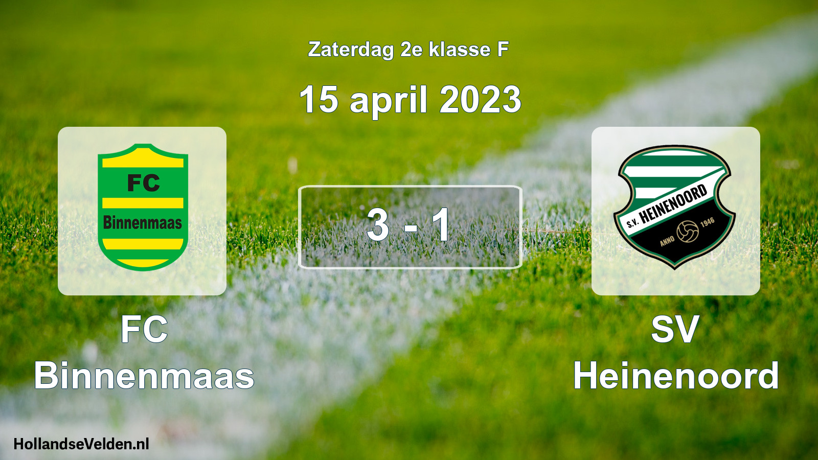 Total number of matches played: FC Binnenmaas - SV Heinenoord 3 - 1 (15 April 2023)