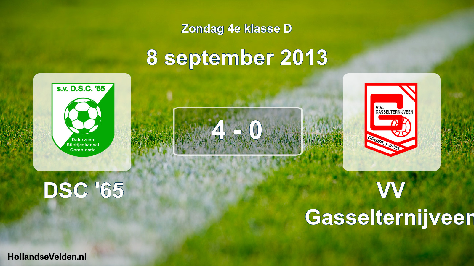 Total number of matches played: DSC '65 - VV Gasselternijveen 4 - 0 (8 September 2013)