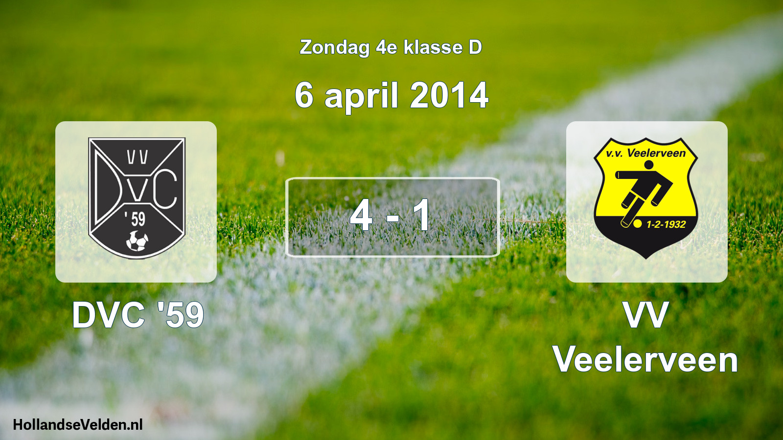 Total number of matches played: DVC '59 - VV Veelerveen 4 - 1 (6 April 2014)