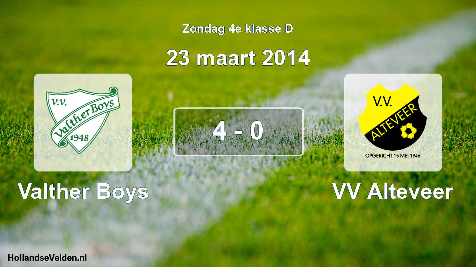 Total number of matches played: Valther Boys - VV Alteveer 4 - 0 (23 March 2014)