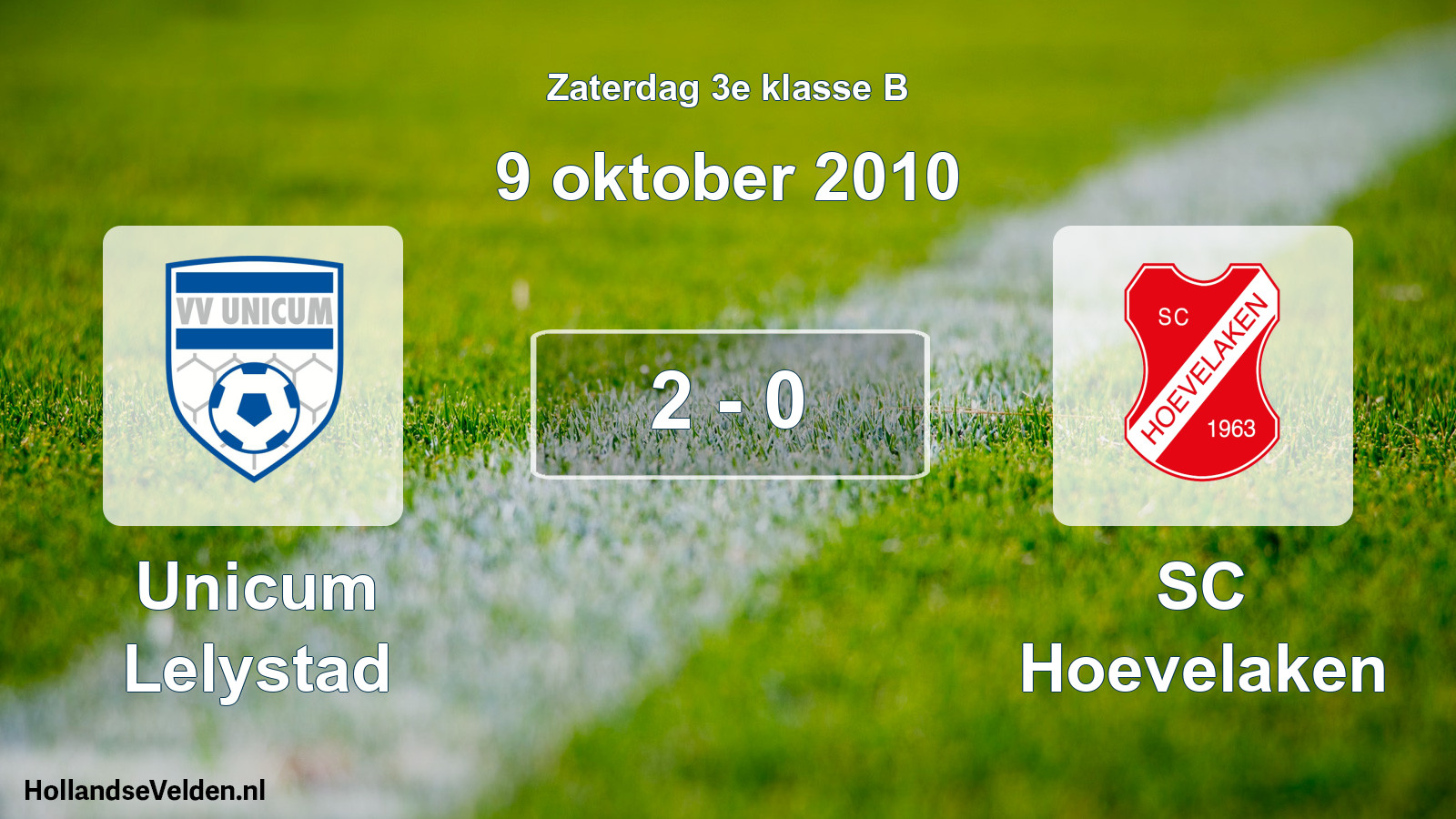 Total number of matches played: Unicum Lelystad - SC Hoevelaken 2 - 0 (9 October 2010)