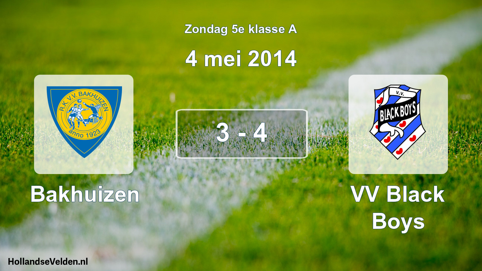 Total number of matches played: Bakhuizen - VV Black Boys 3 - 4 (4 May 2014)