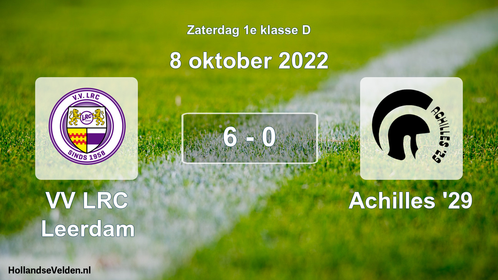 Total number of matches played: VV LRC Leerdam - Achilles '29 6 - 0 (8 October 2022)