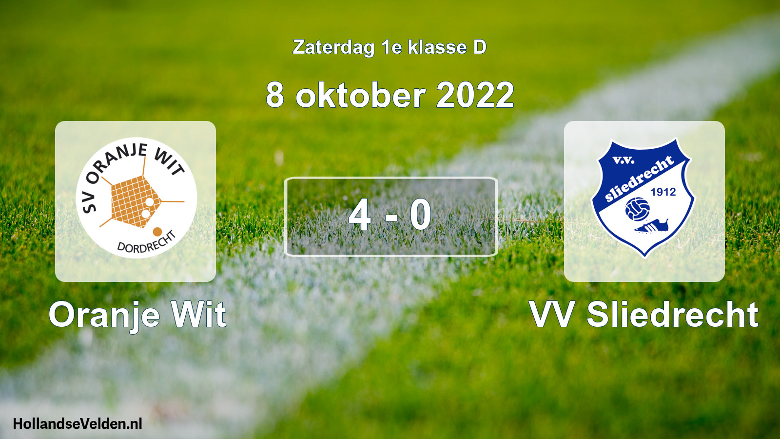 Total number of matches played: Oranje Wit - VV Sliedrecht 4 - 0 (8 October 2022)