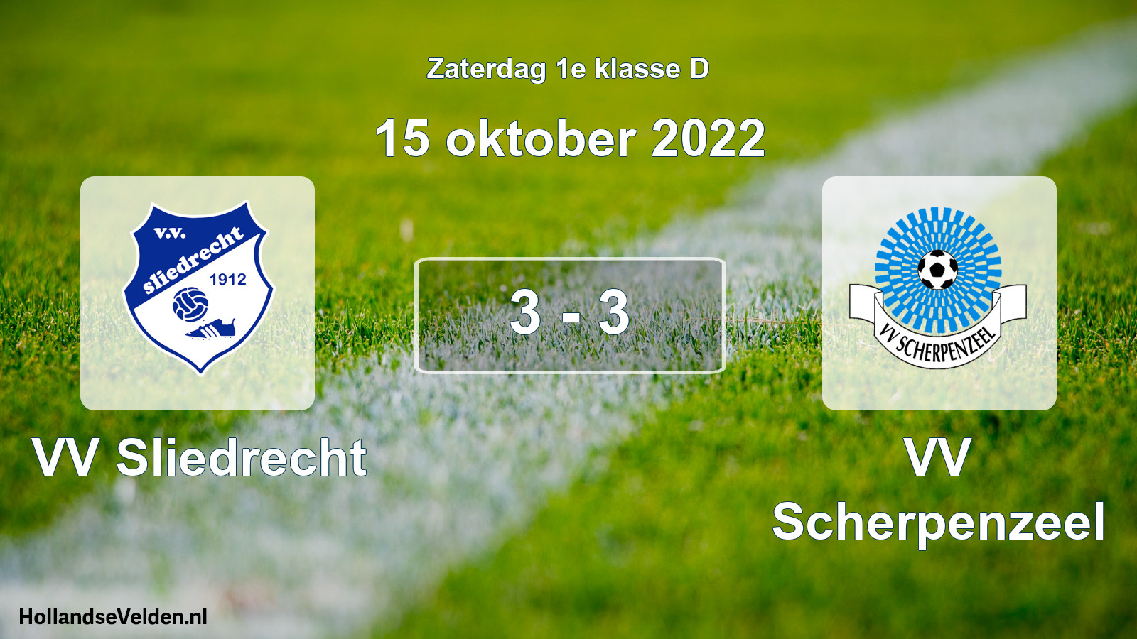 Total number of matches played: VV Sliedrecht - VV Scherpenzeel 3 - 3 (15 October 2022)