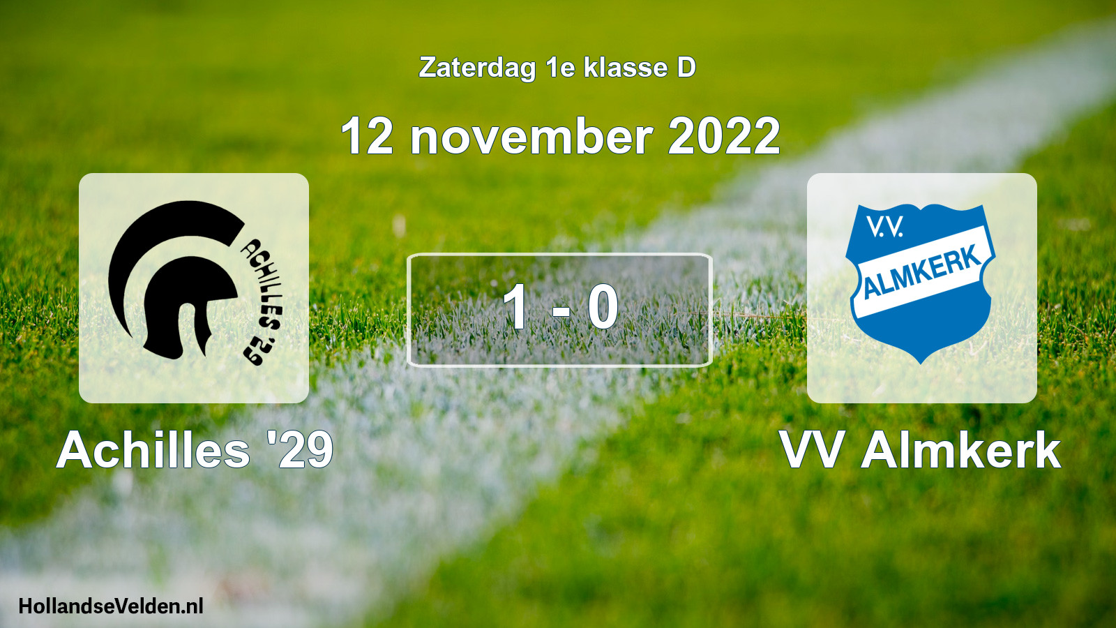 Total number of matches played: Achilles '29 - VV Almkerk 1 - 0 (12 November 2022)