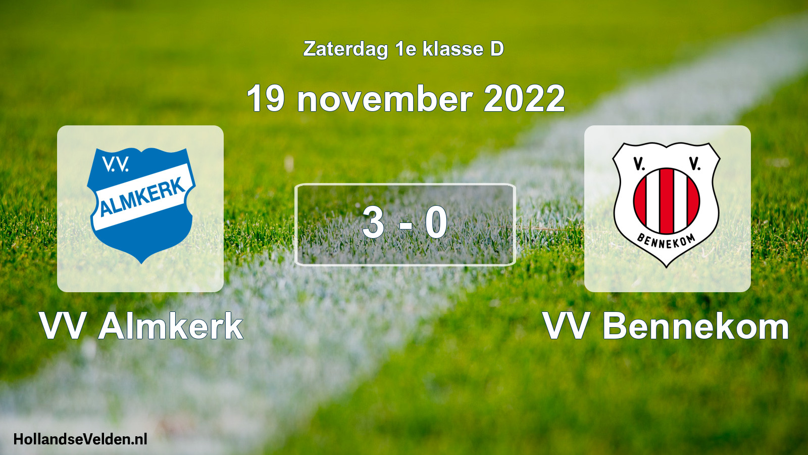 Total number of matches played: VV Almkerk - VV Bennekom 3 - 0 (19 November 2022)