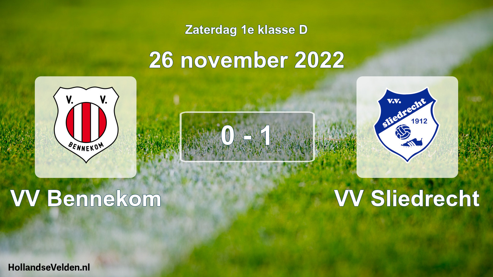 Total number of matches played: VV Bennekom - VV Sliedrecht 0 - 1 (26 November 2022)